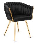 Krzesło plecione Lugano fotel TRECCIA BLACK VELVET GOLD Lugano