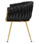 Krzesło plecione Lugano fotel TRECCIA BLACK VELVET GOLD Lugano