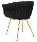 Krzesło plecione Lugano fotel TRECCIA BLACK VELVET GOLD Lugano
