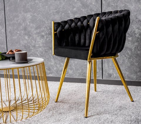Krzesło plecione Lugano fotel TRECCIA BLACK VELVET GOLD Lugano Krzesło plecione Lugano fotel TRECCIA BLACK VELVET GOLD Lugano