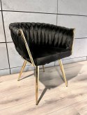 Krzesło plecione Lugano fotel TRECCIA BLACK VELVET GOLD Lugano