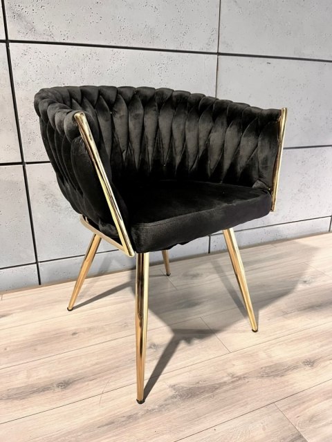 Krzesło plecione Lugano fotel TRECCIA BLACK VELVET GOLD Lugano Krzesło plecione Lugano fotel TRECCIA BLACK VELVET GOLD Lugano