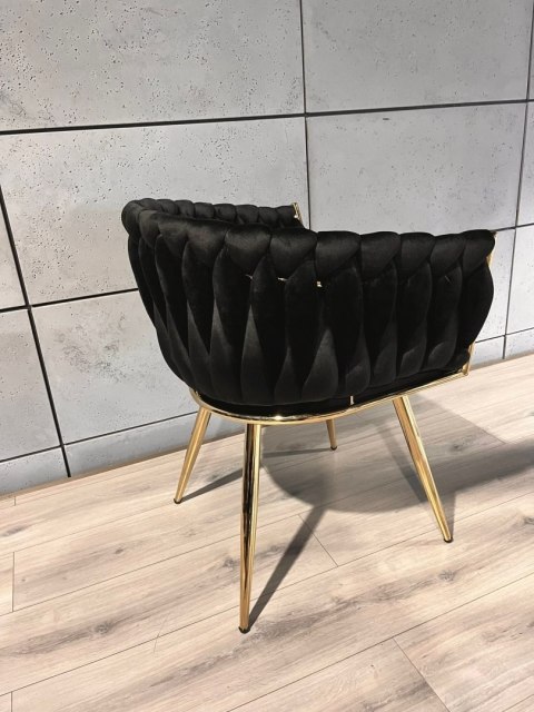 Krzesło plecione Lugano fotel TRECCIA BLACK VELVET GOLD Lugano Krzesło plecione Lugano fotel TRECCIA BLACK VELVET GOLD Lugano