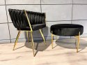 Krzesło plecione Lugano fotel TRECCIA BLACK VELVET GOLD Lugano