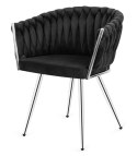 Krzesło plecione Lugano fotel TRECCIA BLACK VELVET SILVER Lugano