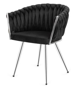 Krzesło plecione Lugano fotel TRECCIA BLACK VELVET SILVER Lugano