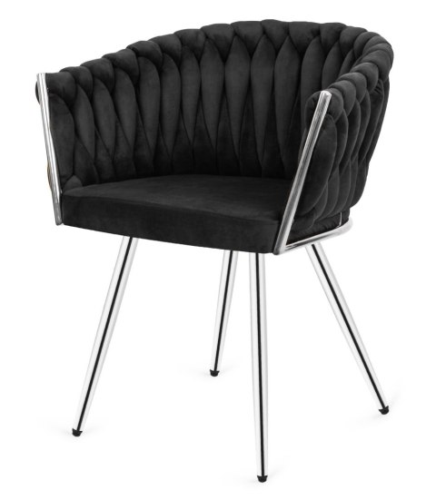 Krzesło plecione Lugano fotel TRECCIA BLACK VELVET SILVER Lugano Krzesło plecione Lugano fotel TRECCIA BLACK VELVET SILVER Lugano