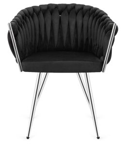 Krzesło plecione Lugano fotel TRECCIA BLACK VELVET SILVER Lugano