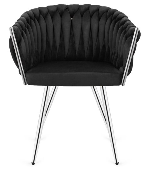 Krzesło plecione Lugano fotel TRECCIA BLACK VELVET SILVER Lugano Krzesło plecione Lugano fotel TRECCIA BLACK VELVET SILVER Lugano