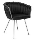 Krzesło plecione Lugano fotel TRECCIA BLACK VELVET SILVER Lugano