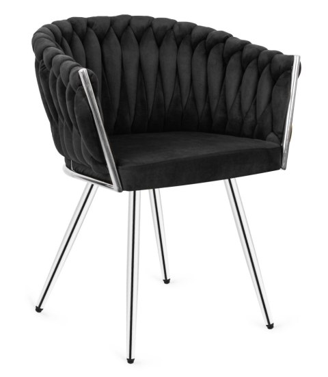 Krzesło plecione Lugano fotel TRECCIA BLACK VELVET SILVER Lugano Krzesło plecione Lugano fotel TRECCIA BLACK VELVET SILVER Lugano