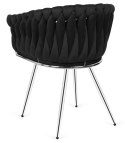 Krzesło plecione Lugano fotel TRECCIA BLACK VELVET SILVER Lugano