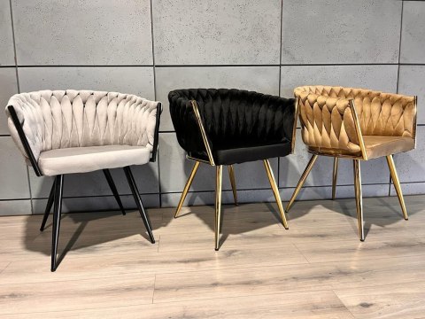 Krzesło plecione Lugano fotel TRECCIA BLACK VELVET SILVER Lugano Krzesło plecione Lugano fotel TRECCIA BLACK VELVET SILVER Lugano