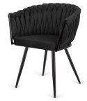 Krzesło plecione Lugano fotel TRECCIA BLACK VELVET SMOKE Lugano