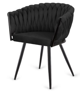Krzesło plecione Lugano fotel TRECCIA BLACK VELVET SMOKE Lugano
