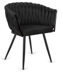Krzesło plecione Lugano fotel TRECCIA BLACK VELVET SMOKE Lugano