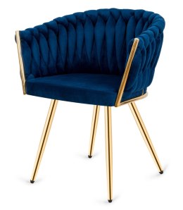 Krzesło plecione Lugano fotel TRECCIA BLUE VELVET GOLD Lugano
