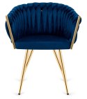 Krzesło plecione Lugano fotel TRECCIA BLUE VELVET GOLD Lugano