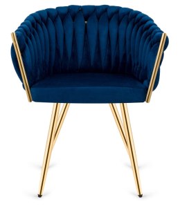 Krzesło plecione Lugano fotel TRECCIA BLUE VELVET GOLD Lugano