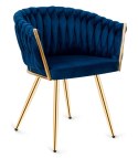 Krzesło plecione Lugano fotel TRECCIA BLUE VELVET GOLD Lugano