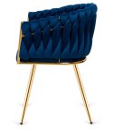 Krzesło plecione Lugano fotel TRECCIA BLUE VELVET GOLD Lugano
