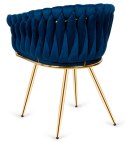 Krzesło plecione Lugano fotel TRECCIA BLUE VELVET GOLD Lugano