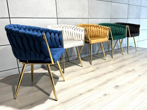 Krzesło plecione Lugano fotel TRECCIA BLUE VELVET GOLD Lugano Krzesło plecione Lugano fotel TRECCIA BLUE VELVET GOLD Lugano
