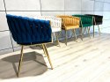 Krzesło plecione Lugano fotel TRECCIA BLUE VELVET GOLD Lugano