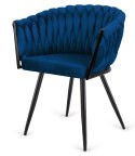 Krzesło plecione Lugano fotel TRECCIA BLUE VELVET SMOKE Lugano