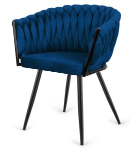 Krzesło plecione Lugano fotel TRECCIA BLUE VELVET SMOKE Lugano