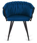 Krzesło plecione Lugano fotel TRECCIA BLUE VELVET SMOKE Lugano