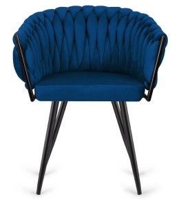 Krzesło plecione Lugano fotel TRECCIA BLUE VELVET SMOKE Lugano