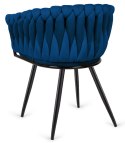 Krzesło plecione Lugano fotel TRECCIA BLUE VELVET SMOKE Lugano