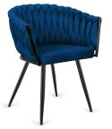 Krzesło plecione Lugano fotel TRECCIA BLUE VELVET SMOKE Lugano