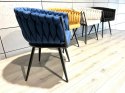 Krzesło plecione Lugano fotel TRECCIA BLUE VELVET SMOKE Lugano