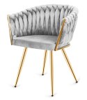 Krzesło plecione Lugano fotel TRECCIA GREY VELVET GOLD Lugano