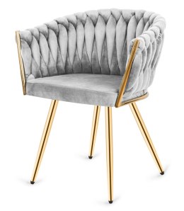 Krzesło plecione Lugano fotel TRECCIA GREY VELVET GOLD Lugano