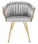 Krzesło plecione Lugano fotel TRECCIA GREY VELVET GOLD Lugano