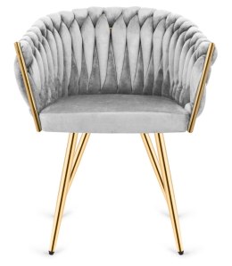 Krzesło plecione Lugano fotel TRECCIA GREY VELVET GOLD Lugano
