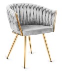Krzesło plecione Lugano fotel TRECCIA GREY VELVET GOLD Lugano