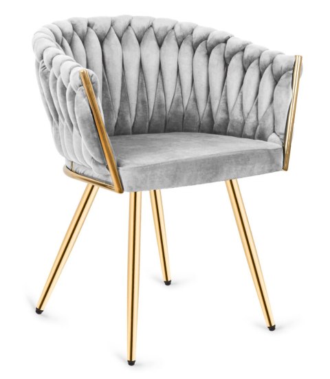 Krzesło plecione Lugano fotel TRECCIA GREY VELVET GOLD Lugano Krzesło plecione Lugano fotel TRECCIA GREY VELVET GOLD Lugano