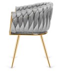Krzesło plecione Lugano fotel TRECCIA GREY VELVET GOLD Lugano