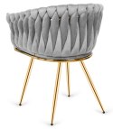 Krzesło plecione Lugano fotel TRECCIA GREY VELVET GOLD Lugano