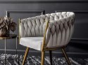 Krzesło plecione Lugano fotel TRECCIA GREY VELVET GOLD Lugano