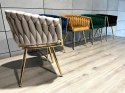 Krzesło plecione Lugano fotel TRECCIA GREY VELVET GOLD Lugano