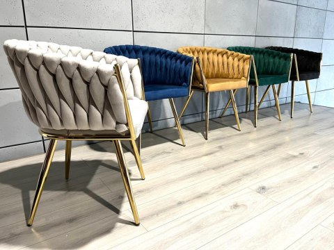 Krzesło plecione Lugano fotel TRECCIA GREY VELVET GOLD Lugano Krzesło plecione Lugano fotel TRECCIA GREY VELVET GOLD Lugano