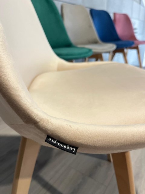 Krzesło skandynawskie MONZA GRANDE BEIGE VELVET Lugano Krzesło skandynawskie MONZA GRANDE BEIGE VELVET Lugano