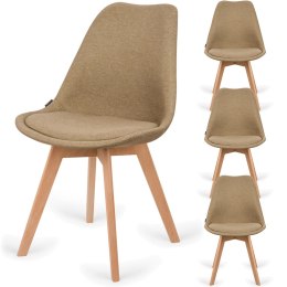 Krzesło skandynawskie MONZA GRANDE Zestaw 4 sztuki BEIGE FABRIC Lugano