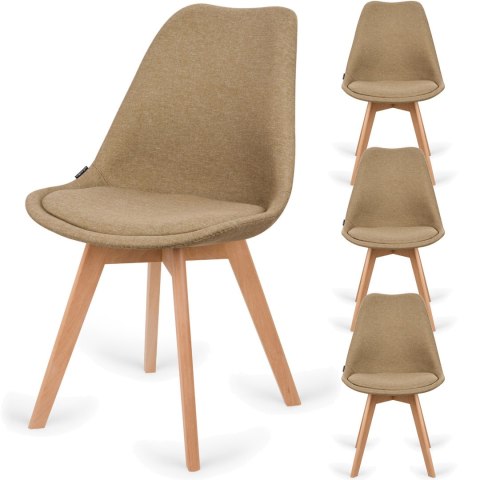 Krzesło skandynawskie MONZA GRANDE Zestaw 4 sztuki BEIGE FABRIC Lugano Krzesło skandynawskie MONZA GRANDE Zestaw 4 sztuki BEIGE FABRIC Lugano