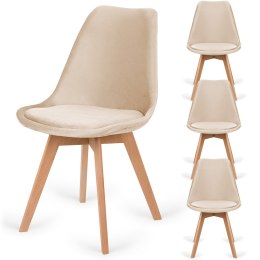 Krzesło skandynawskie MONZA GRANDE Zestaw 4 sztuki BEIGE VELVET Lugano